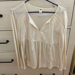 Off white peasant long sleeve top